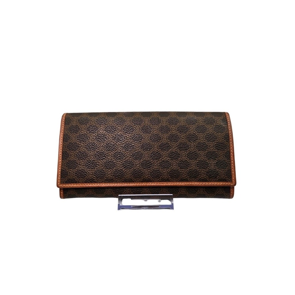 Celine Paris Wallet Brown Macadam Canvas Flap